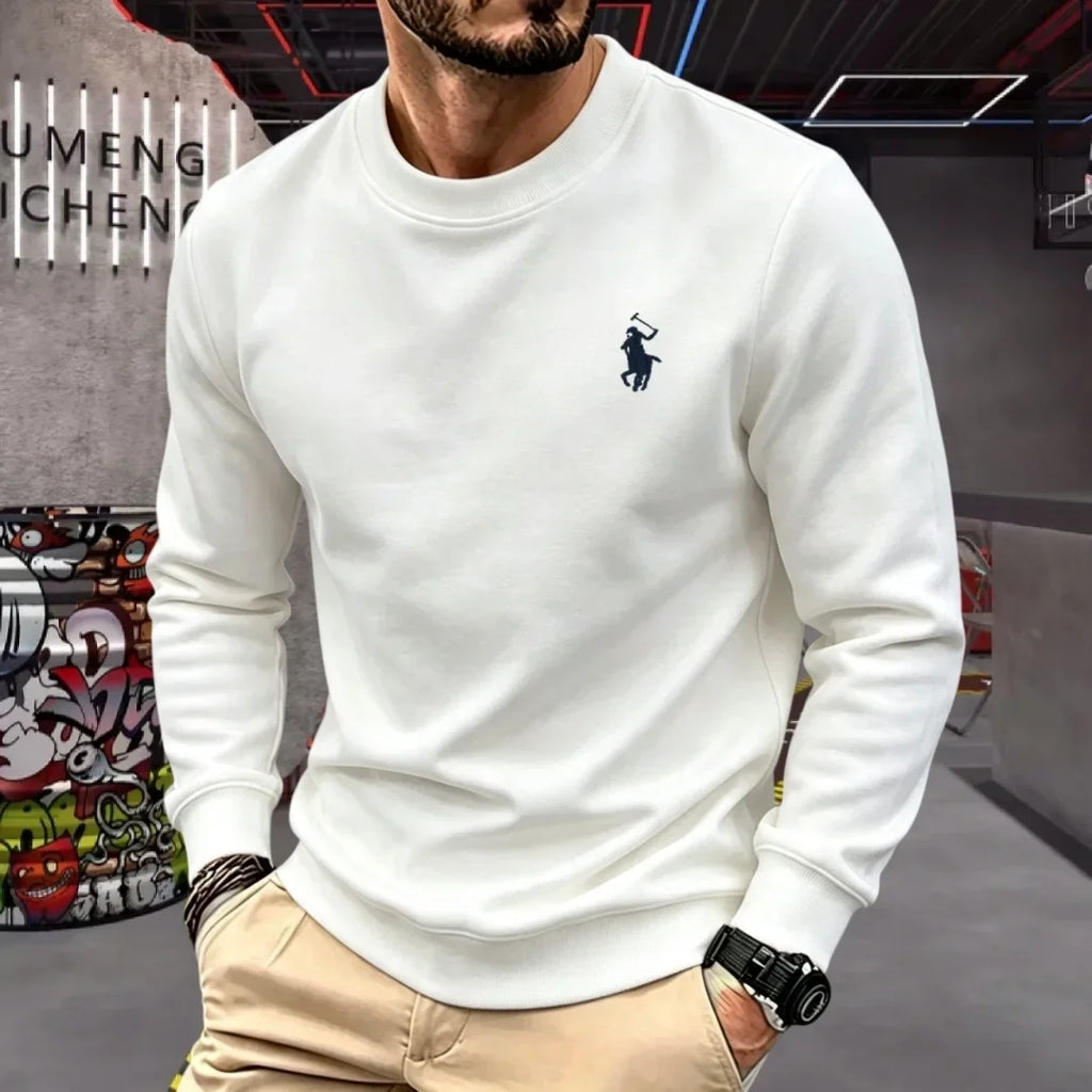 Soft cotton high-end brand men's long sleeved round neck T-shirt autumn fashion embroidered loose Korean sweatshirt casual top