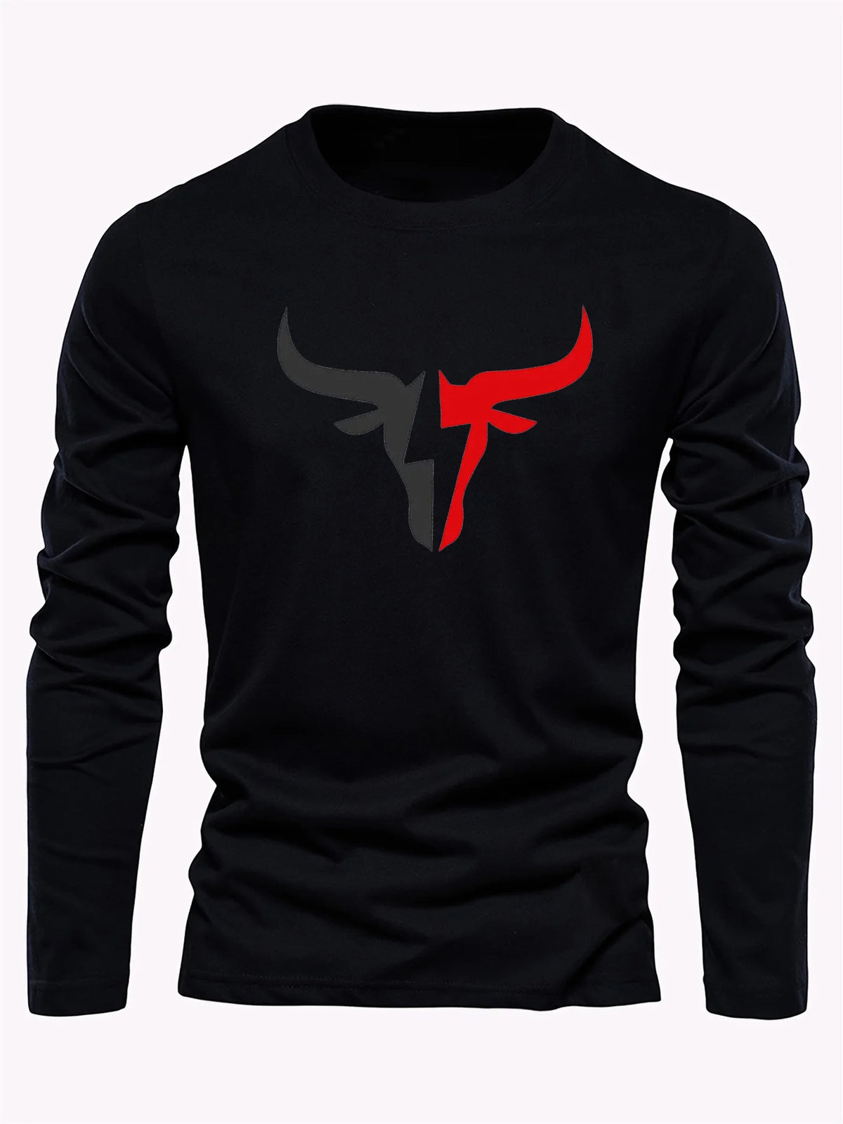 Simple Solid Color Men's Long Sleeve T-shirt Outdoor Run Sports Tees Loose O-neck Fashion Cotton Tops Fall Comfortable Pullover