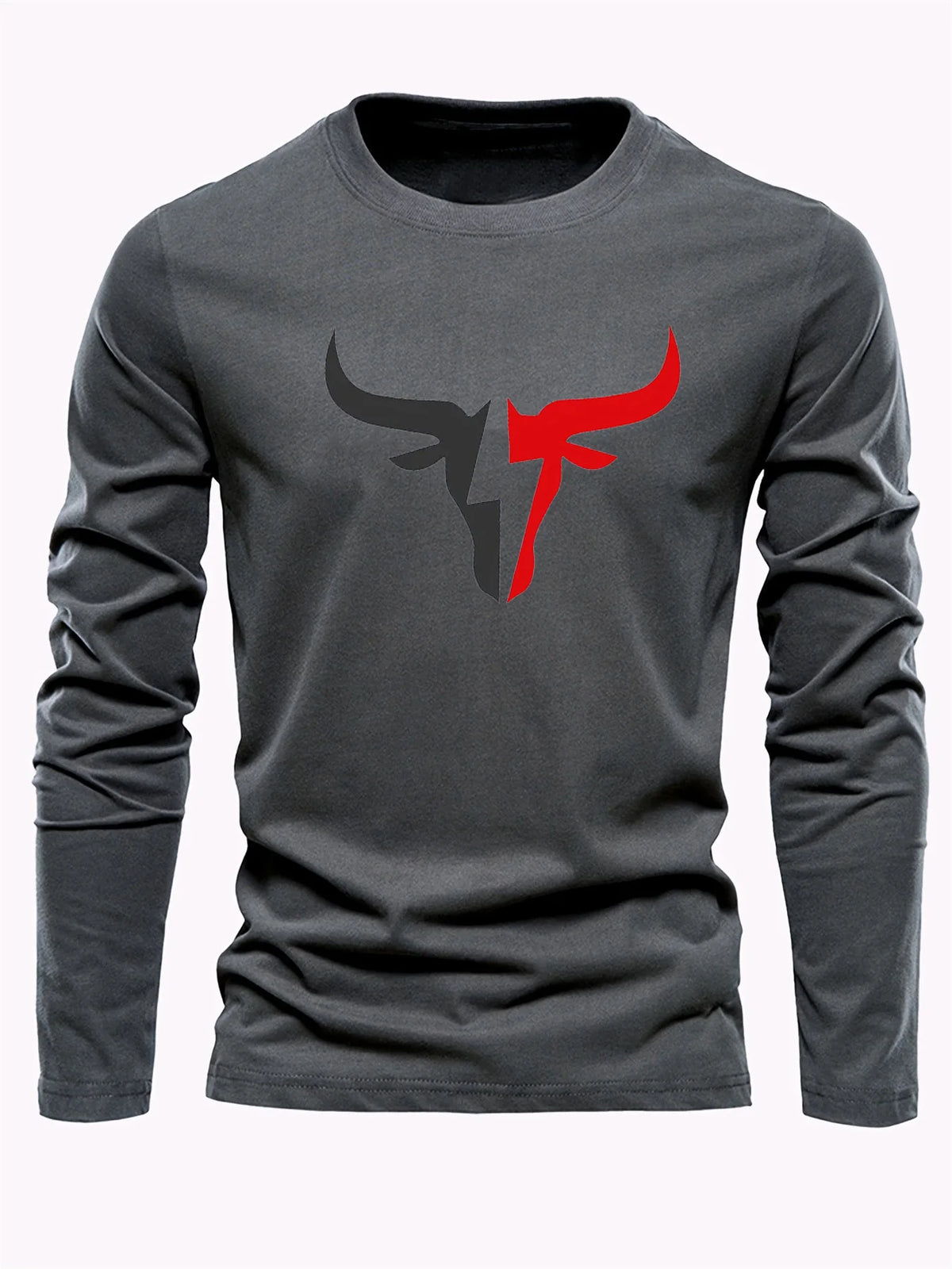Simple Solid Color Men's Long Sleeve T-shirt Outdoor Run Sports Tees Loose O-neck Fashion Cotton Tops Fall Comfortable Pullover