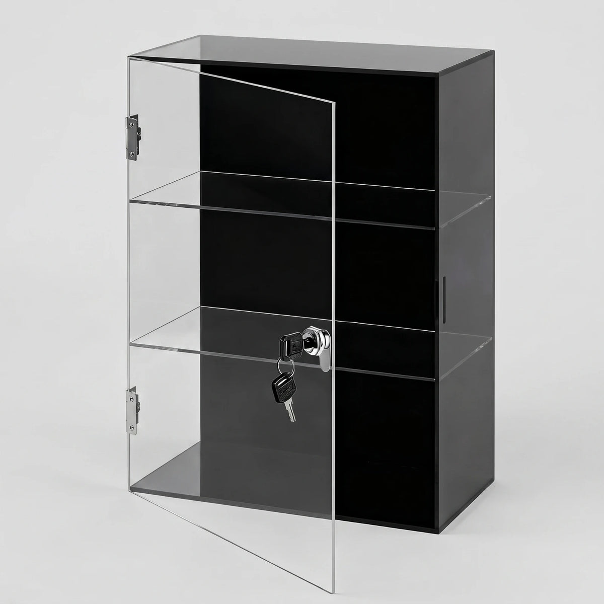 Lockable Acrylic Display Case 3-Tier Acrylic Display Case with Lock No Assembly Required Freestanding for Collectors, Countertop
