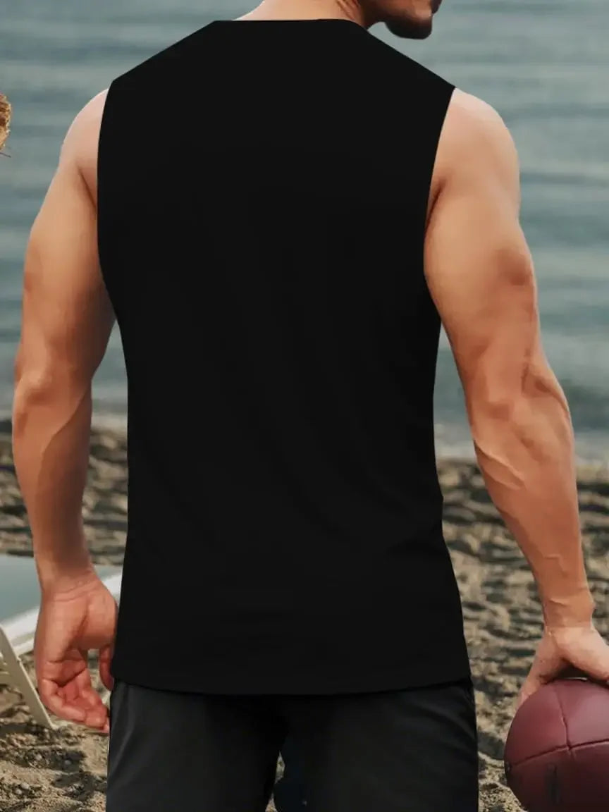 Men's Tank Top Sets 2026 Summer Quick drying sports oversize seaside running beach sweat suit crewneck training suit set men