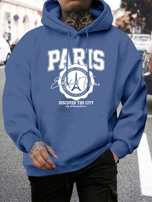 Whiskey Castle Print Men'S Hoodies Fashion Fur-Liner Hoodie Warm