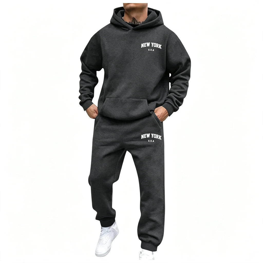 Men Women Autumn Winter Hooded Cotton Pants Set Fashion Casual Letter