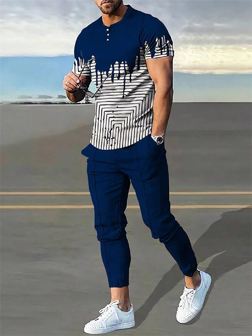 2025 Autumn Slim Men's Casual 2pcs Set, Urban Street Fashion Men's