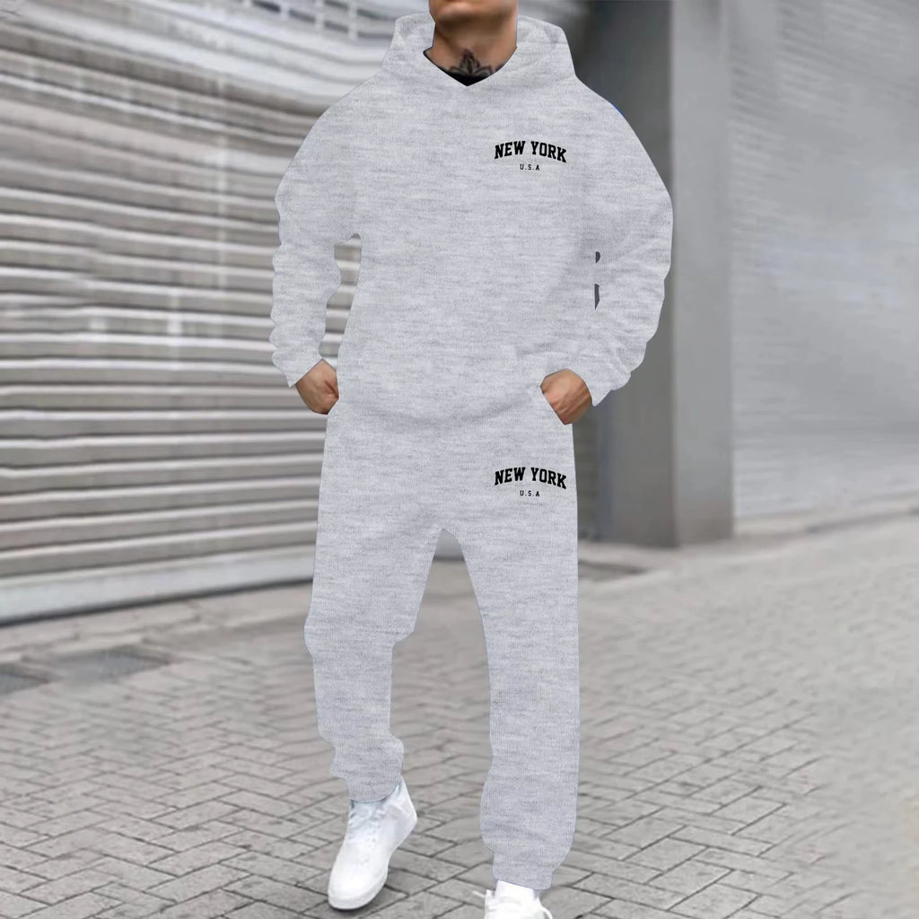 Men Women Autumn Winter Hooded Cotton Pants Set Fashion Casual Letter