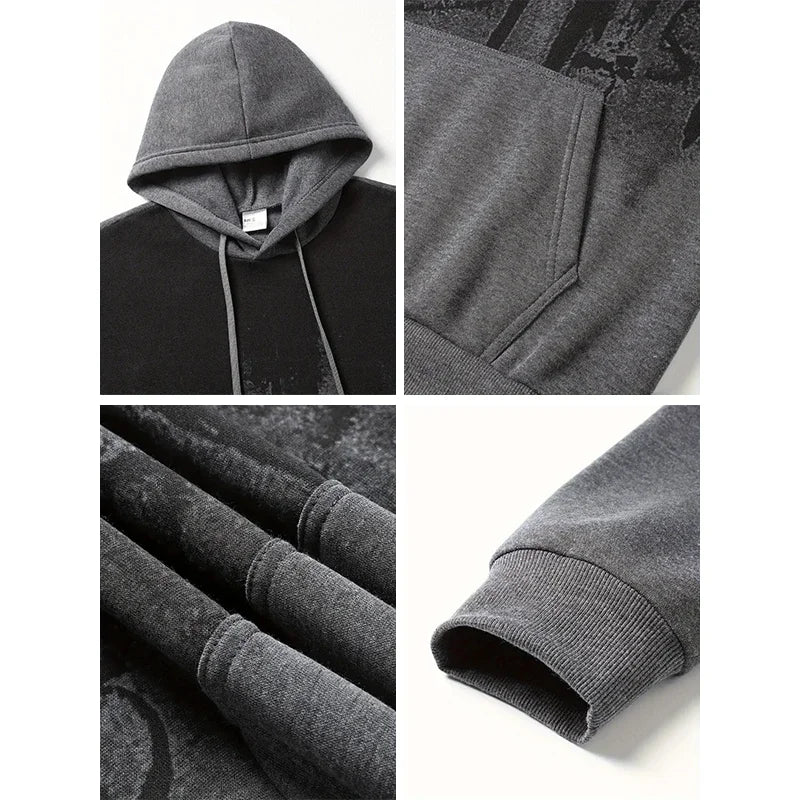 Simple Line Print Hoodies for Men Fall Winter Daily Casual Sports