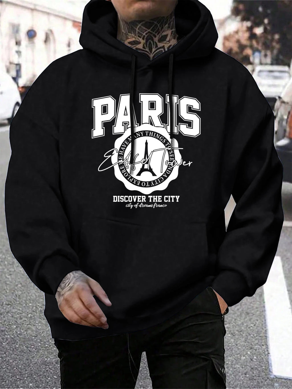 Whiskey Castle Print Men'S Hoodies Fashion Fur-Liner Hoodie Warm