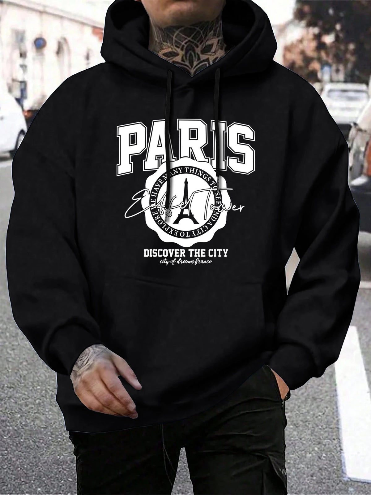 Whiskey Castle Print Men'S Hoodies Fashion Fur-Liner Hoodie Warm