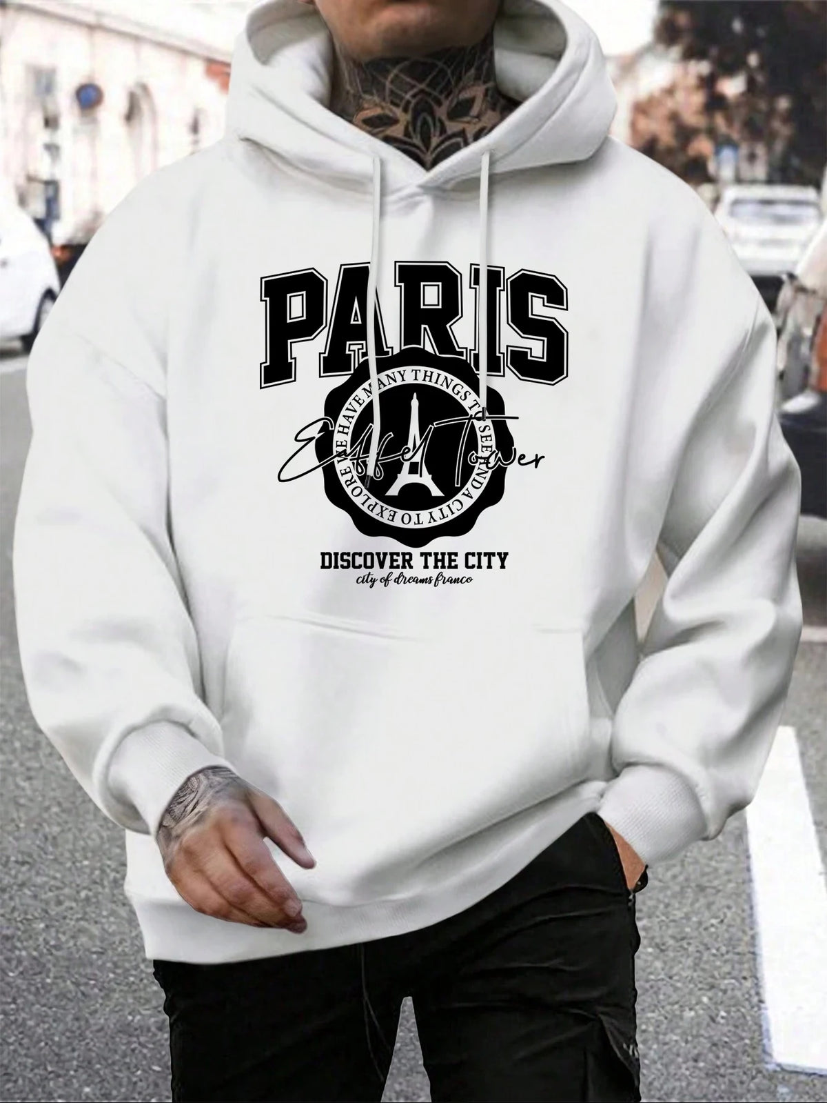 Whiskey Castle Print Men'S Hoodies Fashion Fur-Liner Hoodie Warm