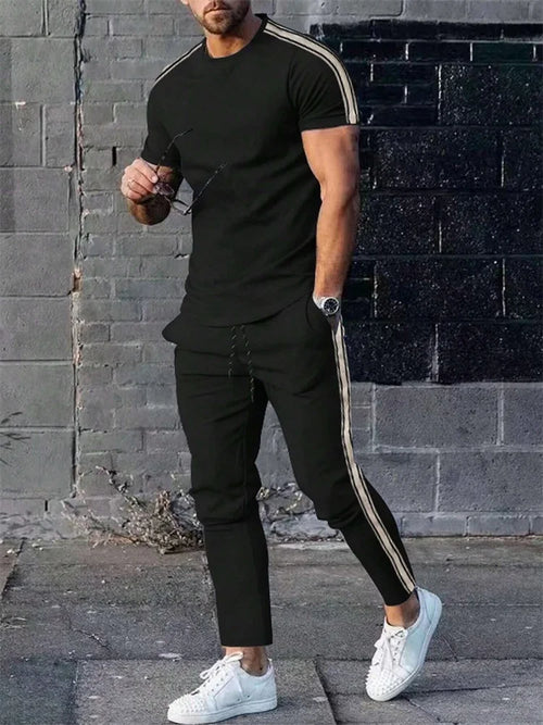 2025 Autumn Slim Men's Casual 2pcs Set, Urban Street Fashion Men's