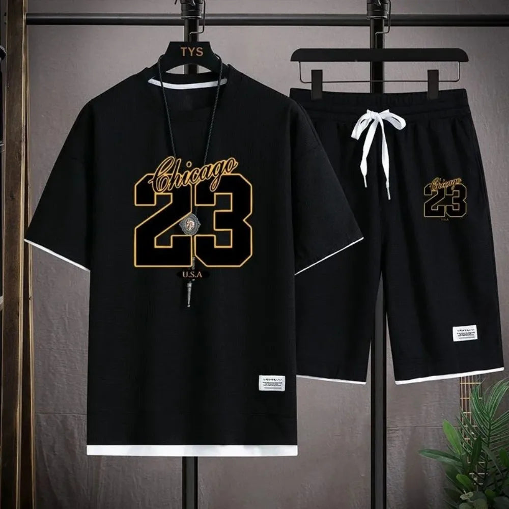 American Men's Summer Training Letter Print Comfortable Breathable
