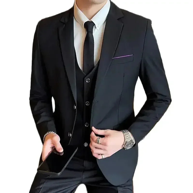 S-8XL (Blazer+ Vest + Pants) Men's Fashion Casual Outdoor Gentleman