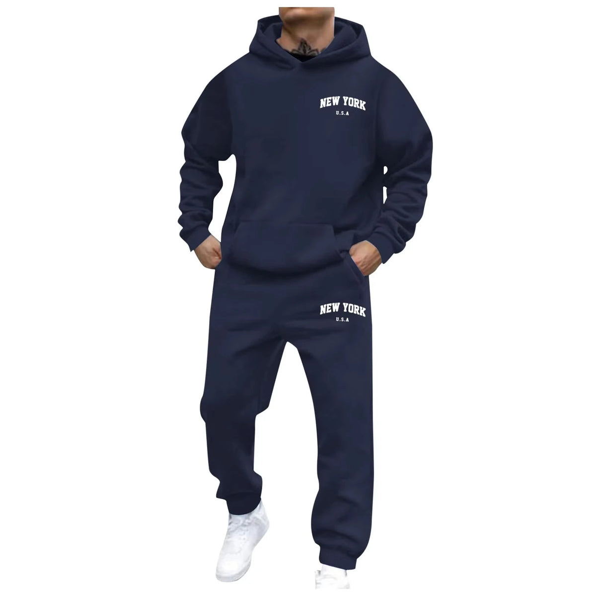 Men Women Autumn Winter Hooded Cotton Pants Set Fashion Casual Letter