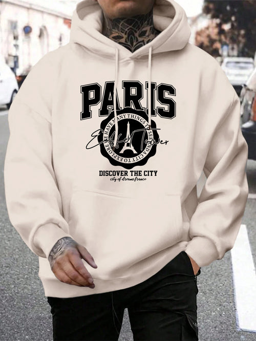 Whiskey Castle Print Men'S Hoodies Fashion Fur-Liner Hoodie Warm
