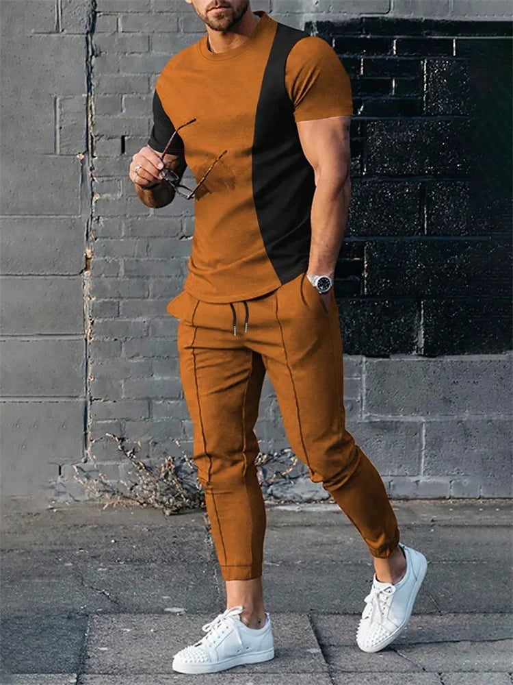 2025 Autumn Slim Men's Casual 2pcs Set, Urban Street Fashion Men's