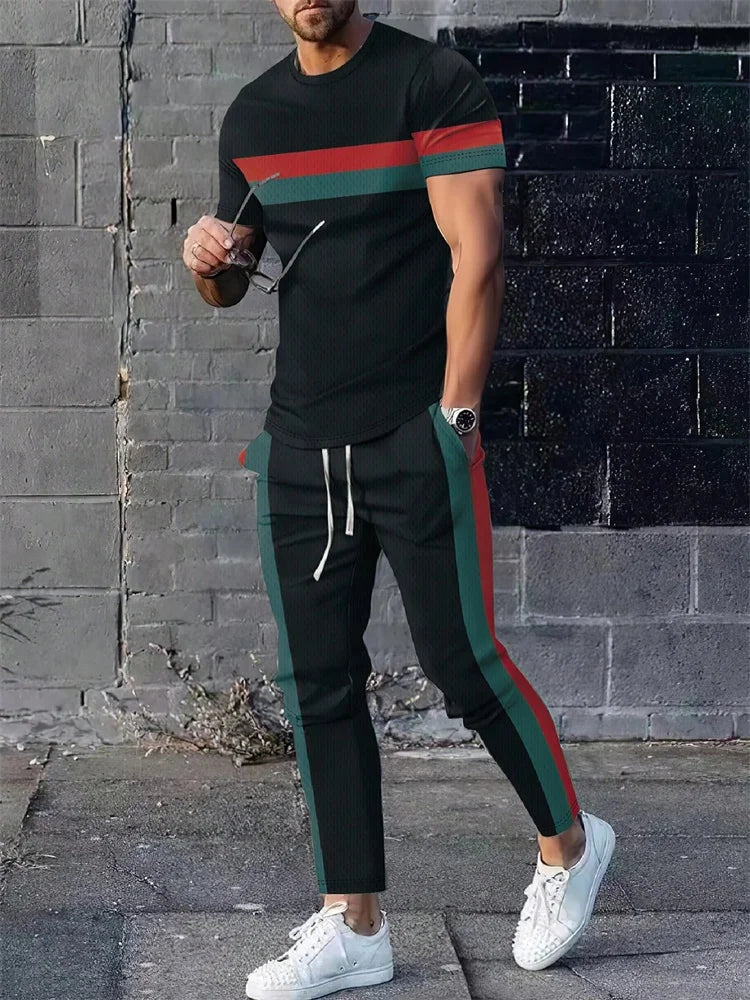 2025 Autumn Slim Men's Casual 2pcs Set, Urban Street Fashion Men's