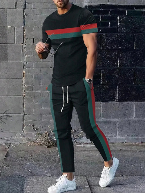 2025 Autumn Slim Men's Casual 2pcs Set, Urban Street Fashion Men's