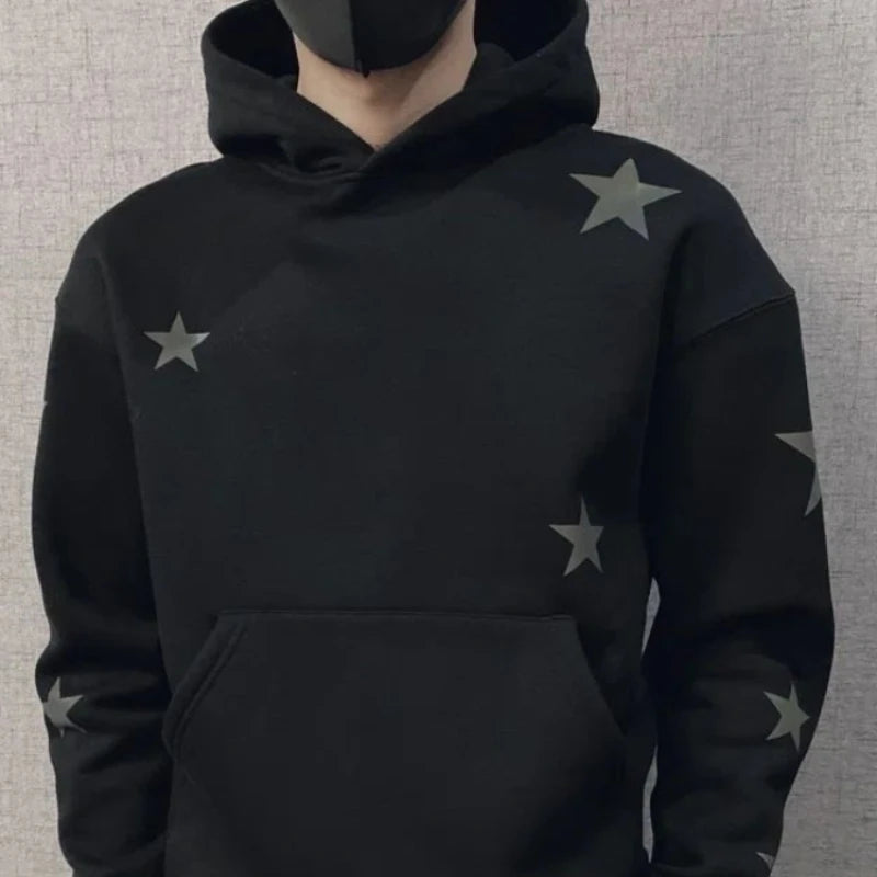 Hoodies Graphic Sweatshirt for Men Black Hip Hop Male Clothes Loose