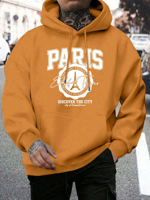 Whiskey Castle Print Men'S Hoodies Fashion Fur-Liner Hoodie Warm