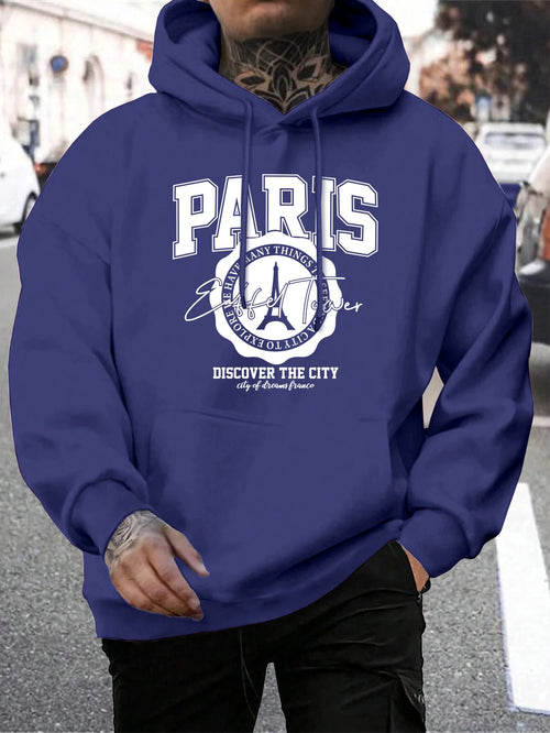 Whiskey Castle Print Men'S Hoodies Fashion Fur-Liner Hoodie Warm