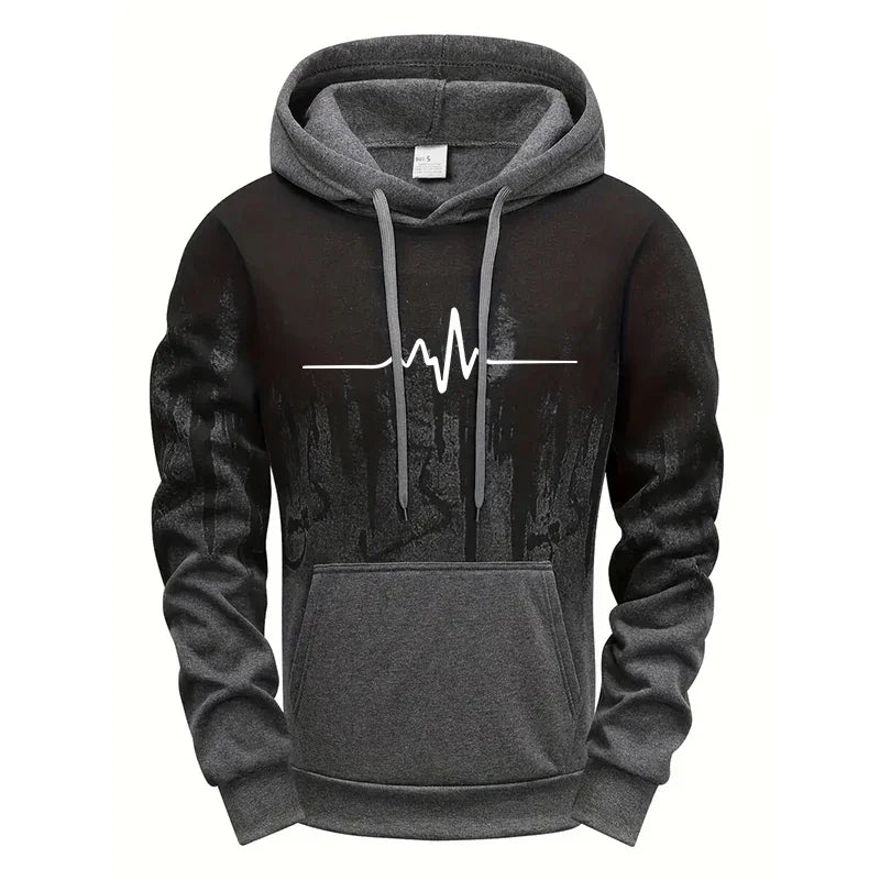 Simple Line Print Hoodies for Men Fall Winter Daily Casual Sports