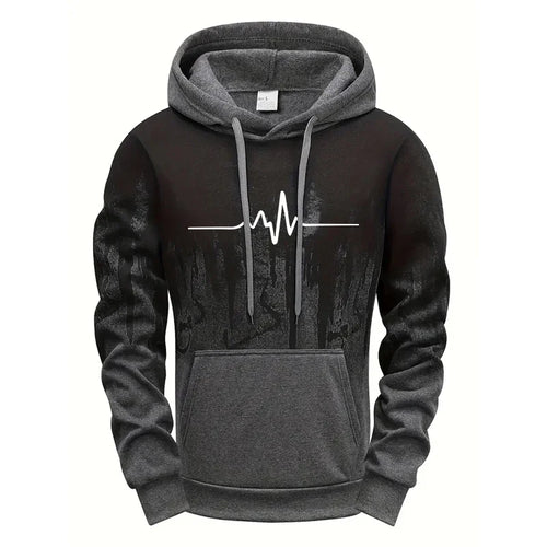 Simple Line Print Hoodies for Men Fall Winter Daily Casual Sports