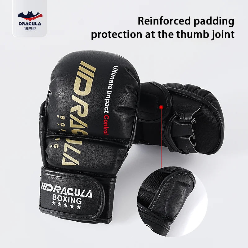 Half-Finger Gloves for Adults, Men's MMA Boxing Gloves, UFC
