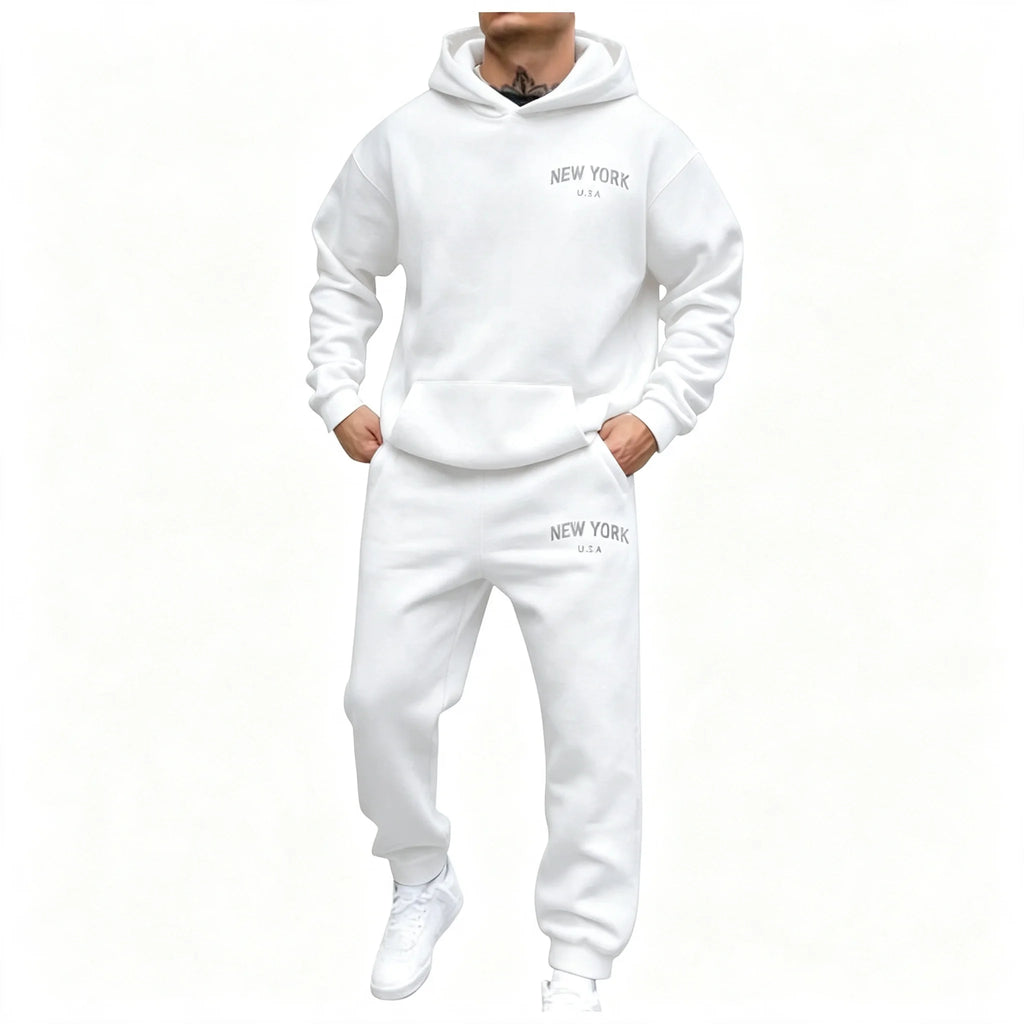 Men Women Autumn Winter Hooded Cotton Pants Set Fashion Casual Letter