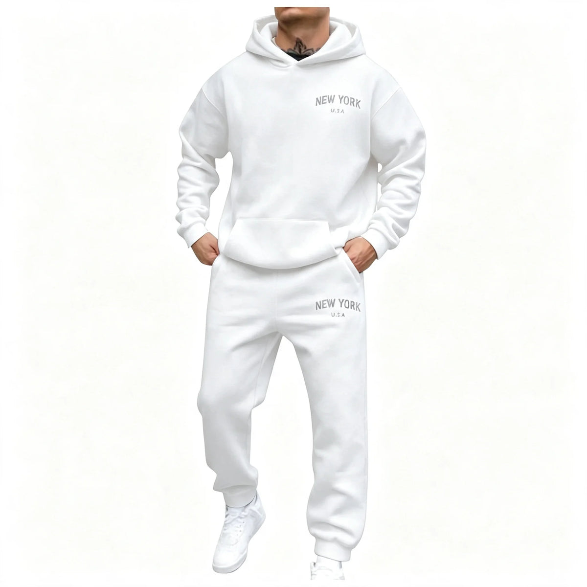 Men Women Autumn Winter Hooded Cotton Pants Set Fashion Casual Letter