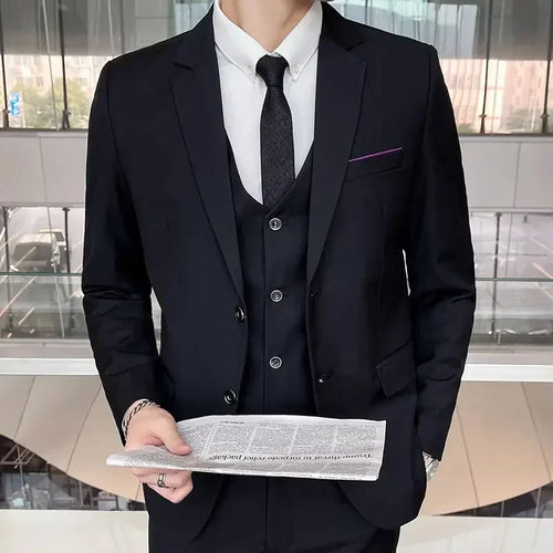 S-8XL (Blazer+ Vest + Pants) Men's Fashion Casual Outdoor Gentleman