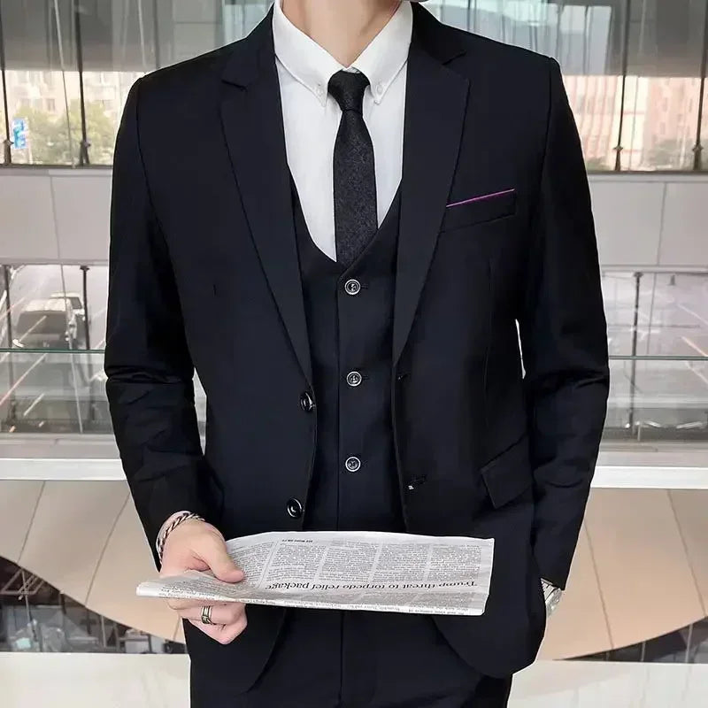 S-8XL (Blazer+ Vest + Pants) Men's Fashion Casual Outdoor Gentleman