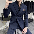 Men's Classic Double-breasted Suit Suit (suit+pants) 7XL-S Men's