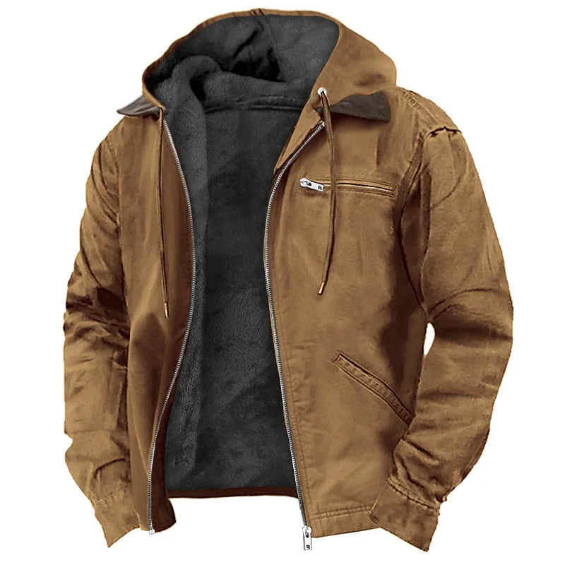 American European New Fashion Men’s Casual Trendy Solid Color Zipper