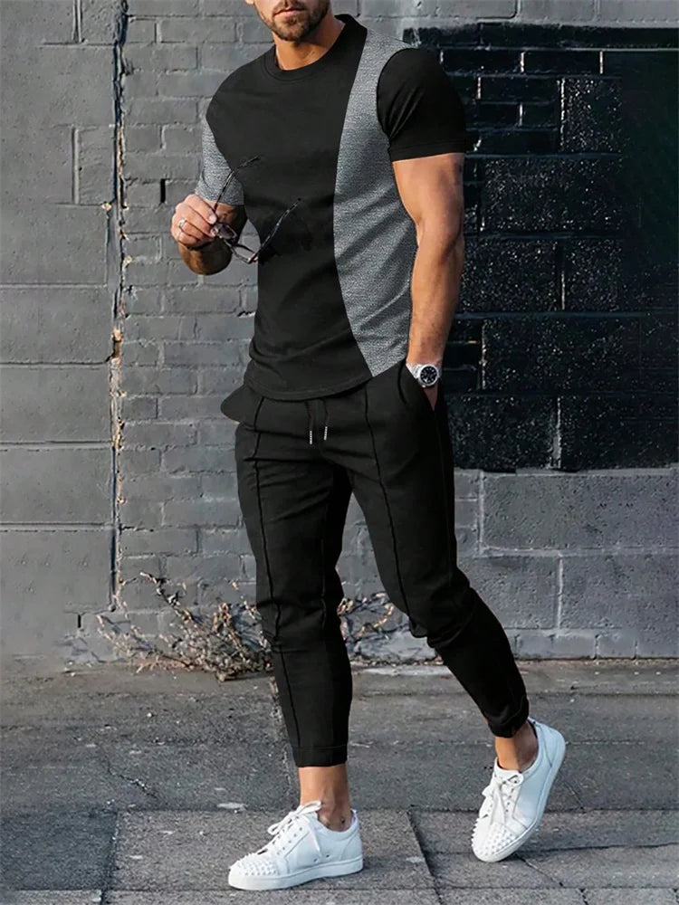 2025 Autumn Slim Men's Casual 2pcs Set, Urban Street Fashion Men's