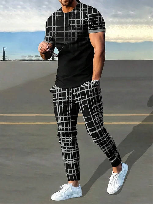 2025 Autumn Slim Men's Casual 2pcs Set, Urban Street Fashion Men's