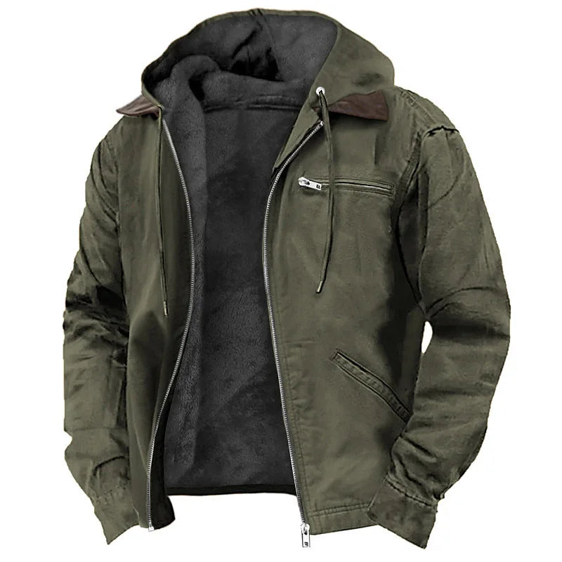 American European New Fashion Men’s Casual Trendy Solid Color Zipper