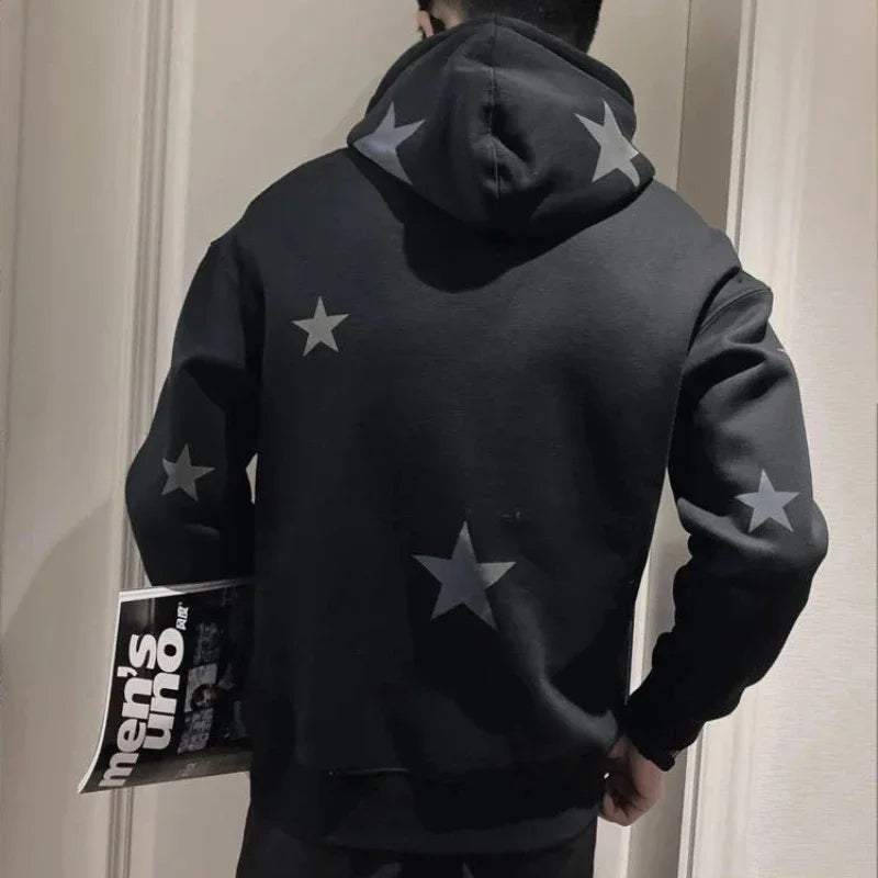 Hoodies Graphic Sweatshirt for Men Black Hip Hop Male Clothes Loose