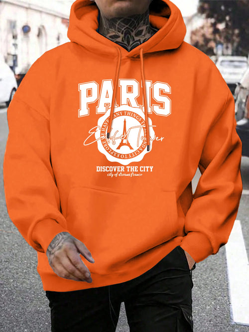 Whiskey Castle Print Men'S Hoodies Fashion Fur-Liner Hoodie Warm