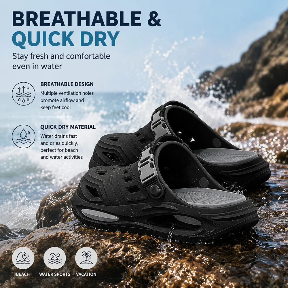Men Summer Beach Sandals Soft Bottom Thick Bottom Casual Hole Garden