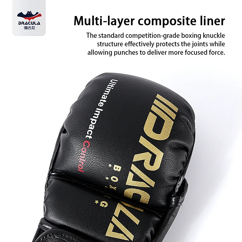 Half-Finger Gloves for Adults, Men's MMA Boxing Gloves, UFC