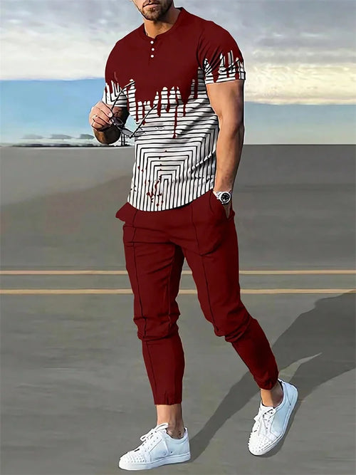 2025 Autumn Slim Men's Casual 2pcs Set, Urban Street Fashion Men's