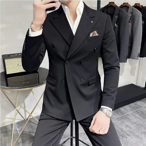 Men's Classic Double-breasted Suit Suit (suit+pants) 7XL-S Men's