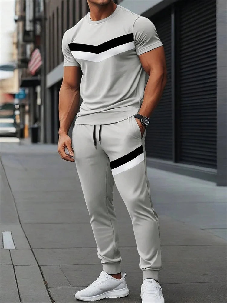 2025 Autumn Slim Men's Casual 2pcs Set, Urban Street Fashion Men's