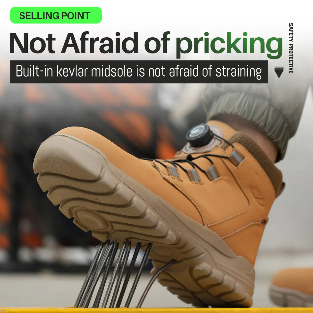 Rotating Button Work Shoes for Men Anti Puncture Protective Boots
