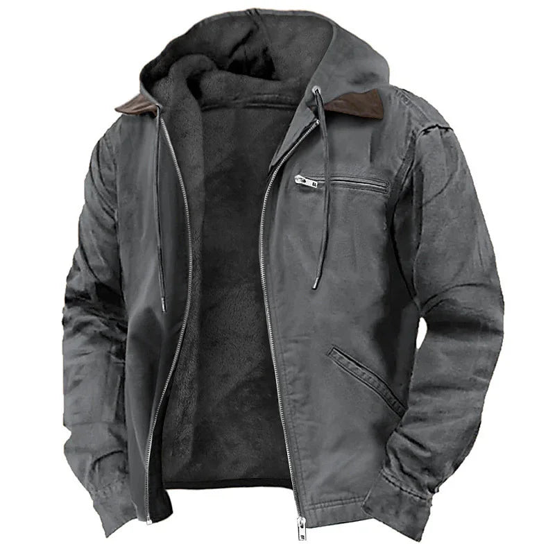 American European New Fashion Men’s Casual Trendy Solid Color Zipper