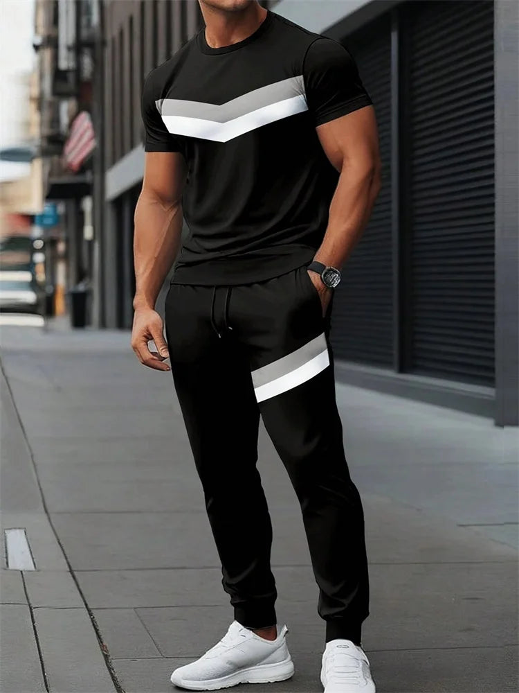 2025 Autumn Slim Men's Casual 2pcs Set, Urban Street Fashion Men's