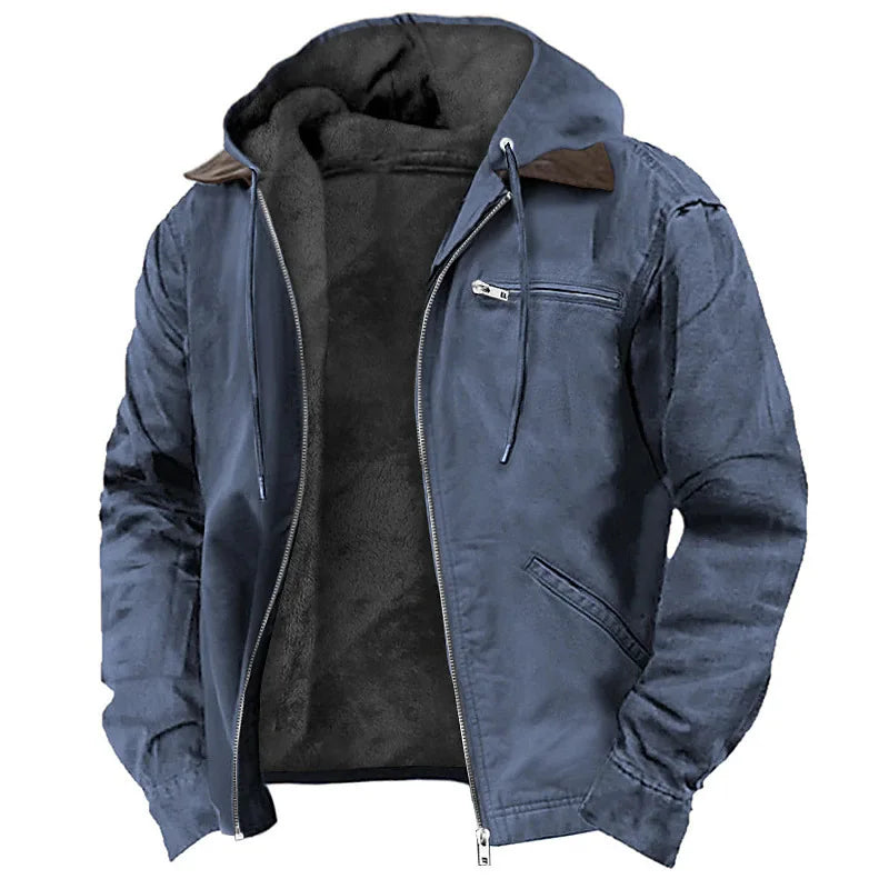 American European New Fashion Men’s Casual Trendy Solid Color Zipper