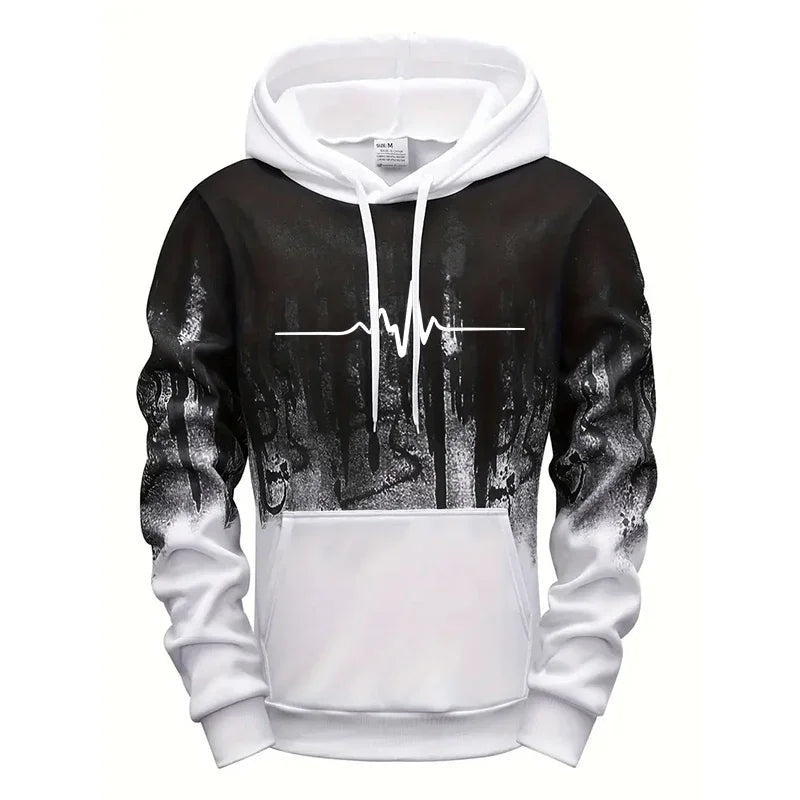 Simple Line Print Hoodies for Men Fall Winter Daily Casual Sports