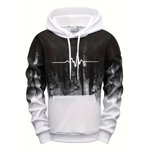 Simple Line Print Hoodies for Men Fall Winter Daily Casual Sports