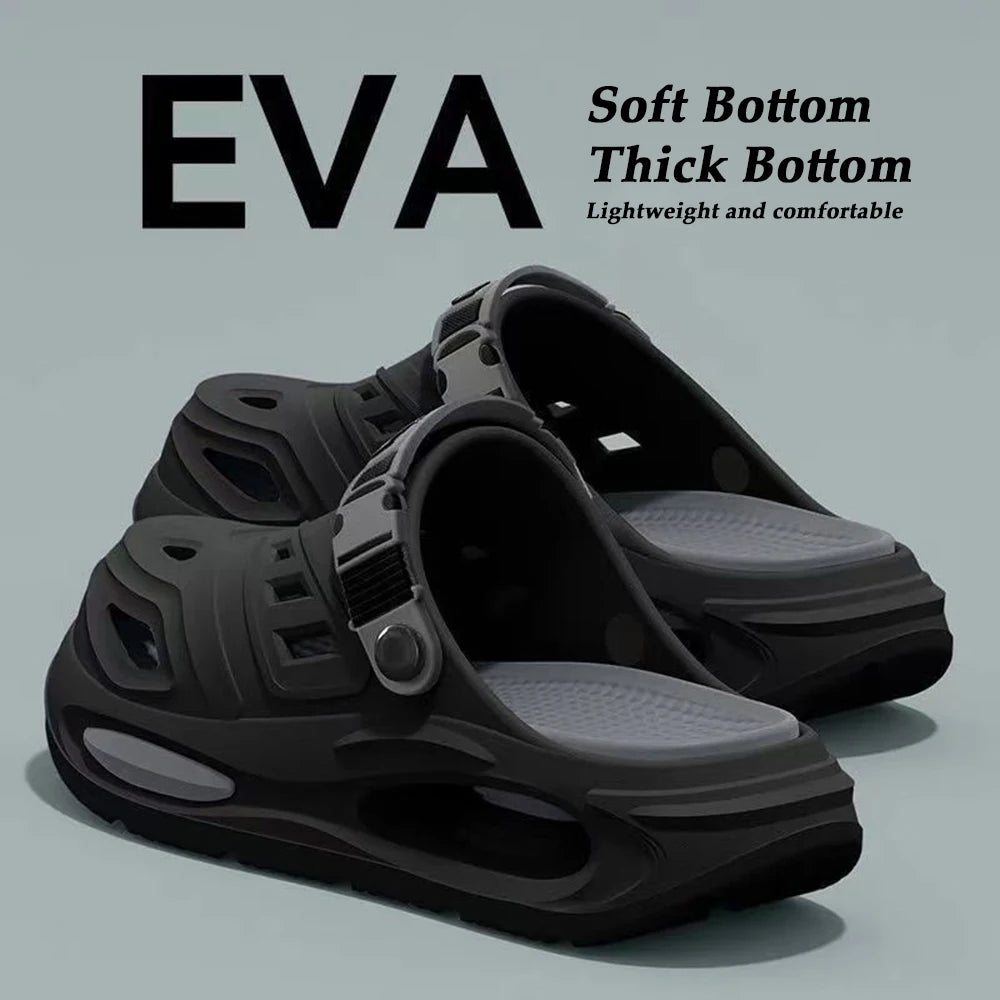 Men Summer Beach Sandals Soft Bottom Thick Bottom Casual Hole Garden